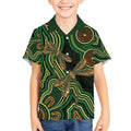 Green Indigenous Dragonfly Australia Kid Hawaiian Shirt Aboriginal Art - Aussie Hoodie