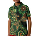 Green Indigenous Dragonfly Australia Kid Polo Shirt Aboriginal Art - Aussie Hoodie