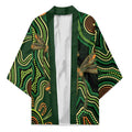 Green Indigenous Dragonfly Australia Kimono Aboriginal Art - Aussie Hoodie