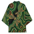 Green Indigenous Dragonfly Australia Kimono Aboriginal Art - Aussie Hoodie