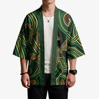 Green Indigenous Dragonfly Australia Kimono Aboriginal Art - Aussie Hoodie
