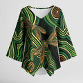 Green Indigenous Dragonfly Australia Kimono Sleeve Blouse Aboriginal Art - Aussie Hoodie
