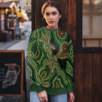 Green Indigenous Dragonfly Australia Ugly Christmas Sweater Aboriginal Art - Aussie Hoodie