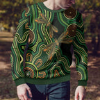 Green Indigenous Dragonfly Australia Ugly Christmas Sweater Aboriginal Art - Aussie Hoodie
