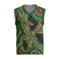 Green Indigenous Dragonfly Australia Christmas Knitted V-Neck Vest Aboriginal Art - Aussie Hoodie