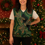 Green Indigenous Dragonfly Australia Christmas Knitted V-Neck Vest Aboriginal Art - Aussie Hoodie