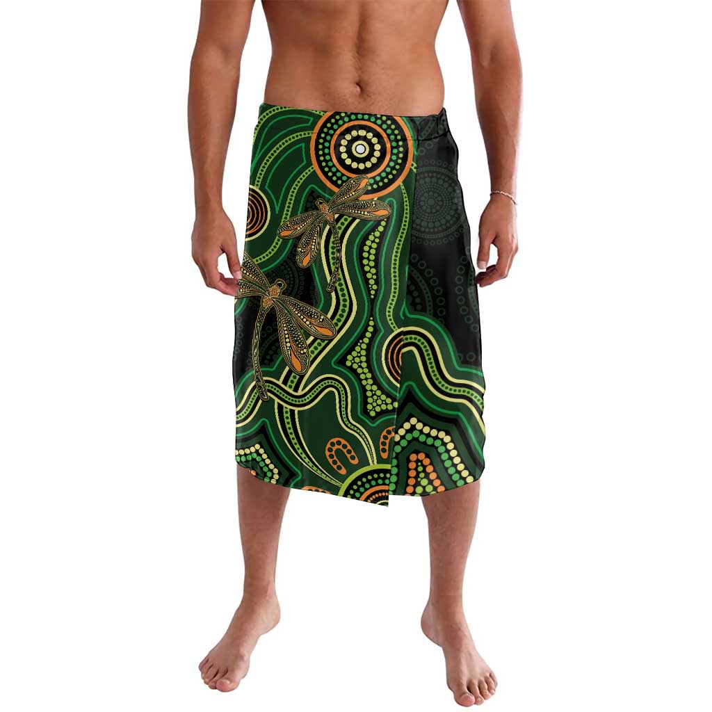 Green Indigenous Dragonfly Australia Lavalava Aboriginal Art - Aussie Hoodie