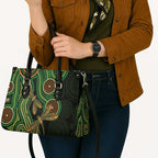 Green Indigenous Dragonfly Australia Leather Bag Aboriginal Art - Aussie Hoodie