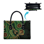 Green Indigenous Dragonfly Australia Leather Bag Aboriginal Art - Aussie Hoodie