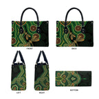 Green Indigenous Dragonfly Australia Leather Bag Aboriginal Art - Aussie Hoodie