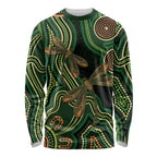 Green Indigenous Dragonfly Australia Long Sleeve Shirt Aboriginal Art - Aussie Hoodie