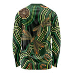 Green Indigenous Dragonfly Australia Long Sleeve Shirt Aboriginal Art - Aussie Hoodie