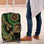 Green Indigenous Dragonfly Australia Luggage Cover Aboriginal Art - Aussie Hoodie
