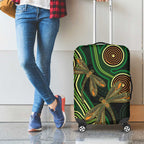 Green Indigenous Dragonfly Australia Luggage Cover Aboriginal Art - Aussie Hoodie