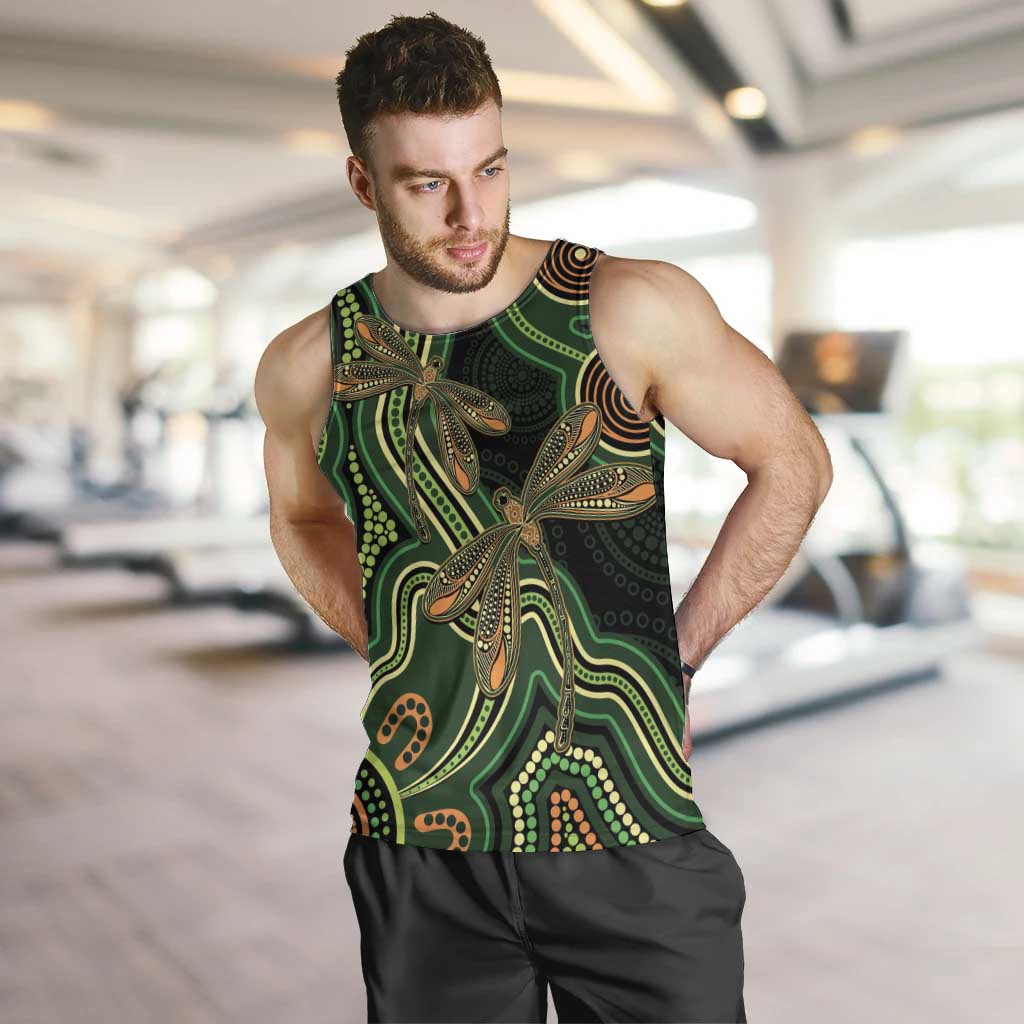 Green Indigenous Dragonfly Australia Men Tank Top Aboriginal Art - Aussie Hoodie