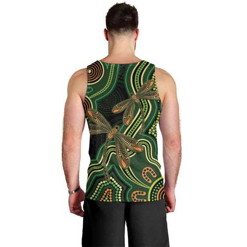 Green Indigenous Dragonfly Australia Men Tank Top Aboriginal Art - Aussie Hoodie