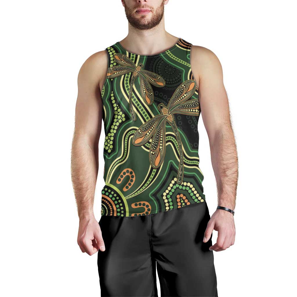Green Indigenous Dragonfly Australia Men Tank Top Aboriginal Art - Aussie Hoodie
