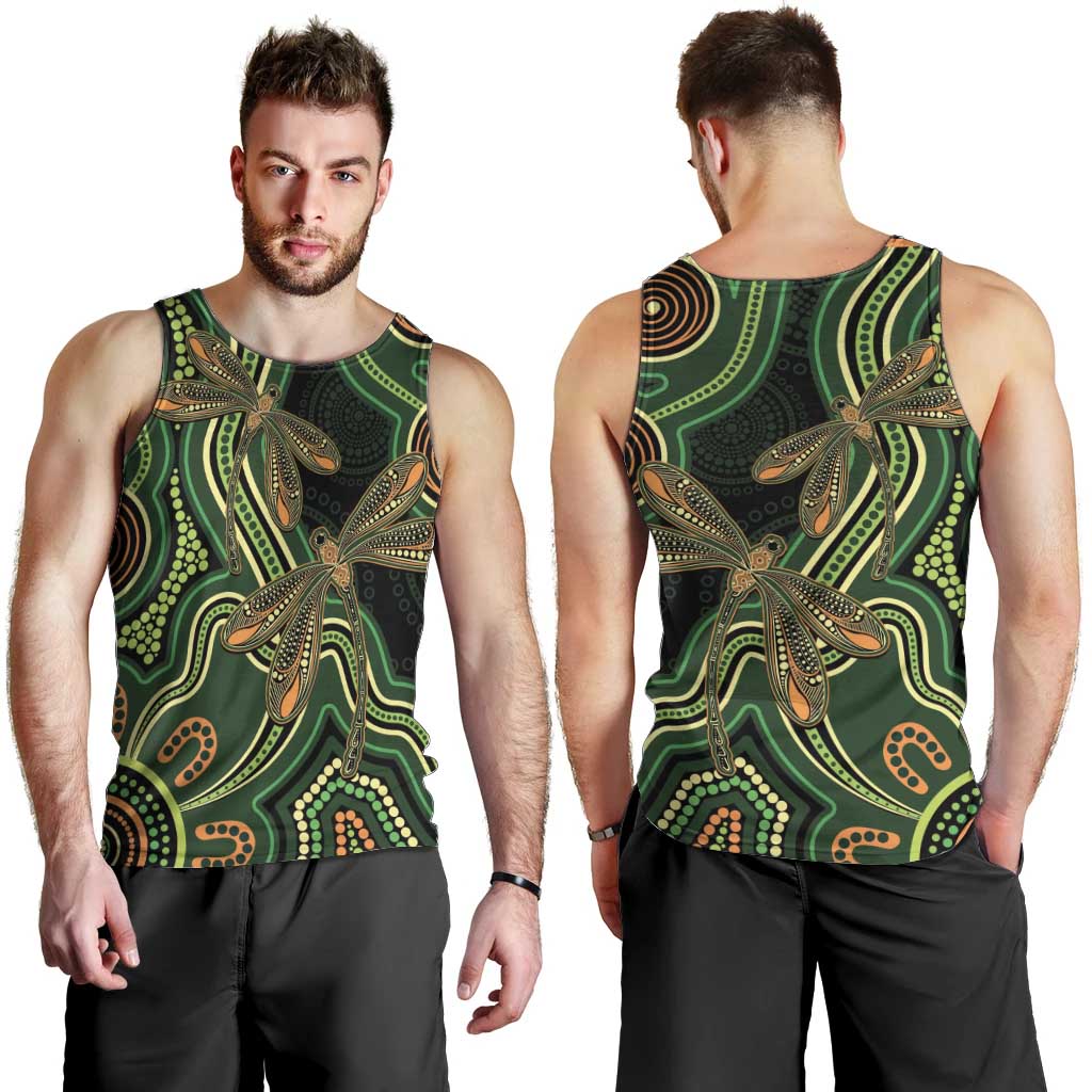 Green Indigenous Dragonfly Australia Men Tank Top Aboriginal Art - Aussie Hoodie
