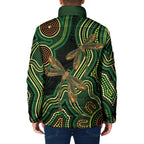 Green Indigenous Dragonfly Australia Padded Jacket Aboriginal Art - Aussie Hoodie