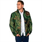 Green Indigenous Dragonfly Australia Padded Jacket Aboriginal Art - Aussie Hoodie