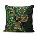 Green Indigenous Dragonfly Australia Pillow Cover Aboriginal Art - Aussie Hoodie