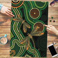 Green Indigenous Dragonfly Australia Puzzle Aboriginal Art - Aussie Hoodie