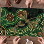 Green Indigenous Dragonfly Australia Puzzle Aboriginal Art - Aussie Hoodie