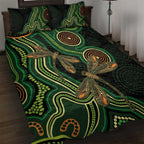 Green Indigenous Dragonfly Australia Quilt Bed Set Aboriginal Art - Aussie Hoodie