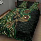 Green Indigenous Dragonfly Australia Quilt Bed Set Aboriginal Art - Aussie Hoodie
