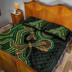 Green Indigenous Dragonfly Australia Quilt Bed Set Aboriginal Art - Aussie Hoodie