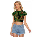 Green Indigenous Dragonfly Australia Raglan Cropped T Shirt Aboriginal Art - Aussie Hoodie
