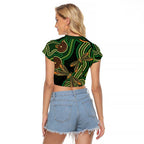 Green Indigenous Dragonfly Australia Raglan Cropped T Shirt Aboriginal Art - Aussie Hoodie