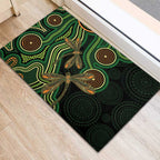 Green Indigenous Dragonfly Australia Rubber Doormat Aboriginal Art - Aussie Hoodie