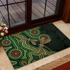 Green Indigenous Dragonfly Australia Rubber Doormat Aboriginal Art - Aussie Hoodie