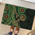Green Indigenous Dragonfly Australia Rubber Doormat Aboriginal Art - Aussie Hoodie