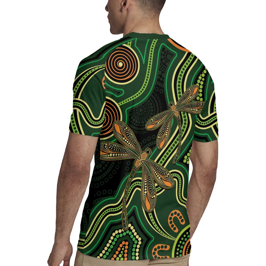 Green Indigenous Dragonfly Australia Rugby Jersey Aboriginal Art - Aussie Hoodie