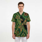 Green Indigenous Dragonfly Australia Scrub Top Aboriginal Art - Aussie Hoodie