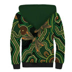 Green Indigenous Dragonfly Australia Sherpa Hoodie Aboriginal Art - Aussie Hoodie