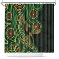 Green Indigenous Dragonfly Australia Shower Curtain Aboriginal Art - Aussie Hoodie