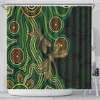Green Indigenous Dragonfly Australia Shower Curtain Aboriginal Art - Aussie Hoodie