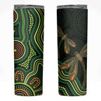 Green Indigenous Dragonfly Australia Skinny Tumbler Aboriginal Art - Aussie Hoodie