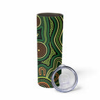 Green Indigenous Dragonfly Australia Skinny Tumbler Aboriginal Art - Aussie Hoodie