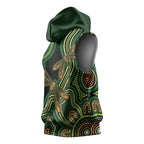 Green Indigenous Dragonfly Australia Sleeveless Hoodie Aboriginal Art - Aussie Hoodie