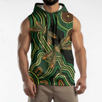 Green Indigenous Dragonfly Australia Sleeveless Hoodie Aboriginal Art - Aussie Hoodie