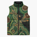 Green Indigenous Dragonfly Australia Sleeveless Puffer Jacket Aboriginal Art - Aussie Hoodie