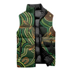 Green Indigenous Dragonfly Australia Sleeveless Puffer Jacket Aboriginal Art - Aussie Hoodie