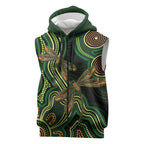 Green Indigenous Dragonfly Australia Sleeveless Zip Hoodie Aboriginal Art LT14