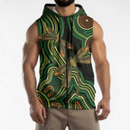 Green Indigenous Dragonfly Australia Sleeveless Zip Hoodie Aboriginal Art LT14