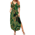 Green Indigenous Dragonfly Australia Summer Maxi Dress Aboriginal Art - Aussie Hoodie