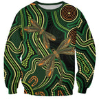 Green Indigenous Dragonfly Australia Sweatshirt Aboriginal Art - Aussie Hoodie